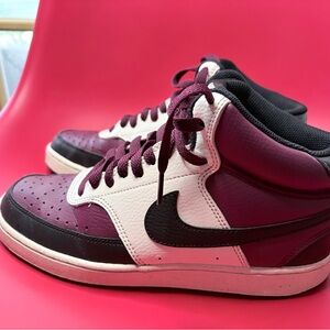 Nike Burgundy and Black High-Top Sneakers